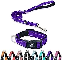 Vista 11 de FURRYFECTION Juego de collar y correa reflectante para perro con hebilla de liberación rápida, acolchado con neopreno, collar de nailon ajustable