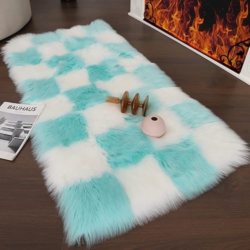 Miniatura 27 de Alfombra de piel sintética esponjosa de piel de oveja blanca, 4 x 6 pies, ultra suave, para dormitorio, mesita de noche, sala de estar, guardería