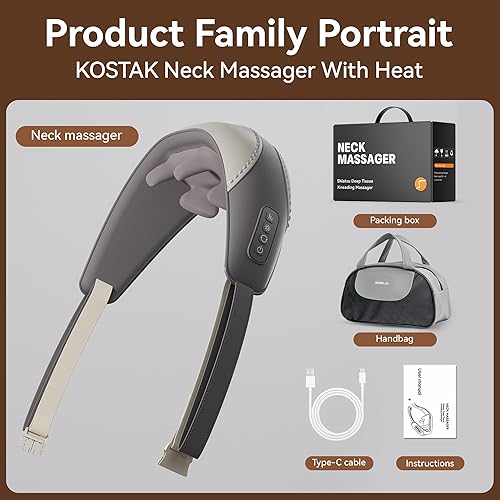 Miniatura 7 de Shiatsu Masajeador de cuello y hombros con calor para aliviar el dolor de tejido profundo, masajeadores portátiles para cuello y espalda, regalos