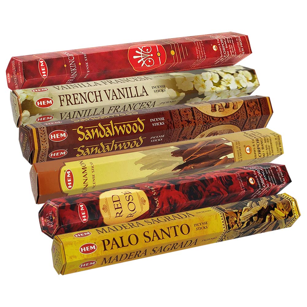 Hem Incenso Dall'India - Confezione Da 6 Scatole, 20 Bastoncini Ciascuna (120 Bastoncini Totali) - Aromaterapia E Benessere