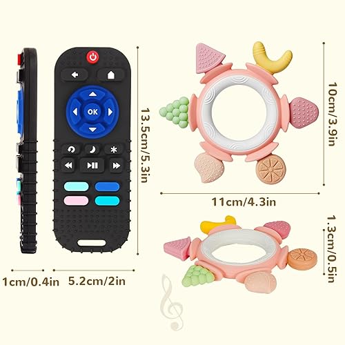 Miniatura 8 de Hooku Mordedores de silicona para bebés de 6 a 12 meses, juguetes de dentición para bebés de 0 a 6 meses, anillos de dentición de frutas para bebés,