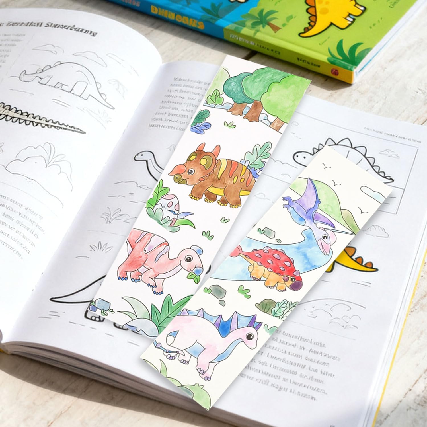 Vileafy Water Coloring Books for Kids Ages 4-8, Ocean, Animals, Dinosaur Themes 3-Pack Mess-free Paint with Water DIY Bookmark and 6 Brushes, Pocket Watercolor Painting Books for Boys and Girls Gifts - Image 4