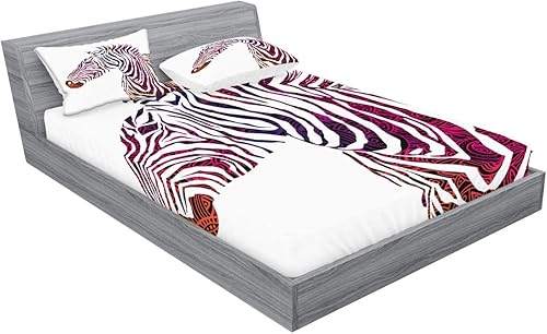 Miniatura 294 de Ambesonne Juego de sábanas bajeras y fundas de almohada occidentales, sombrero de vaquero con temática del salvaje oeste y cuerda de ganadería vieja