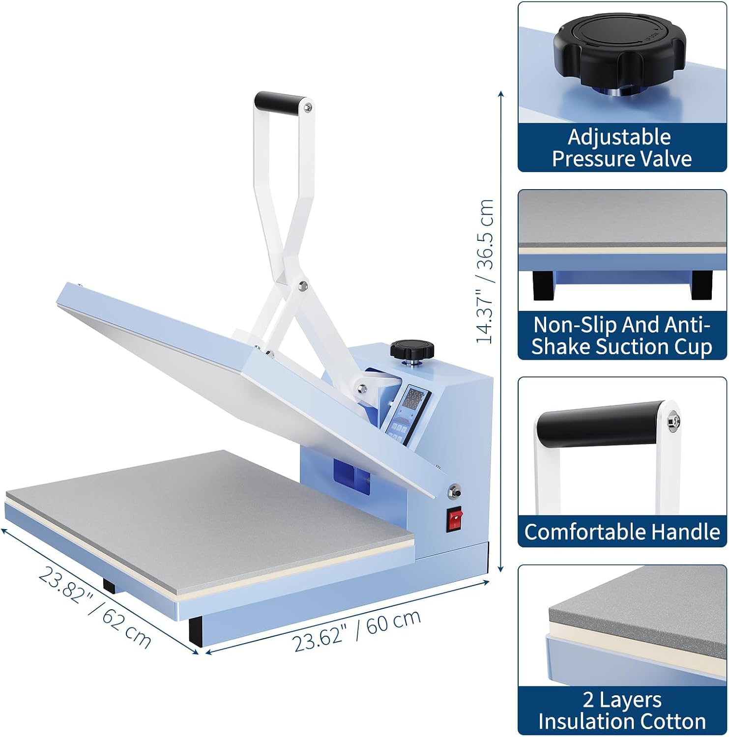 16x20 Inch Clamshell Heat Press Machine, Fast Heating Digital Sublimation Press with Adjustable Pressure & Timer, Industrial Grade for t-Shirts, Canvas Bags & Fabric, 110V US Plug