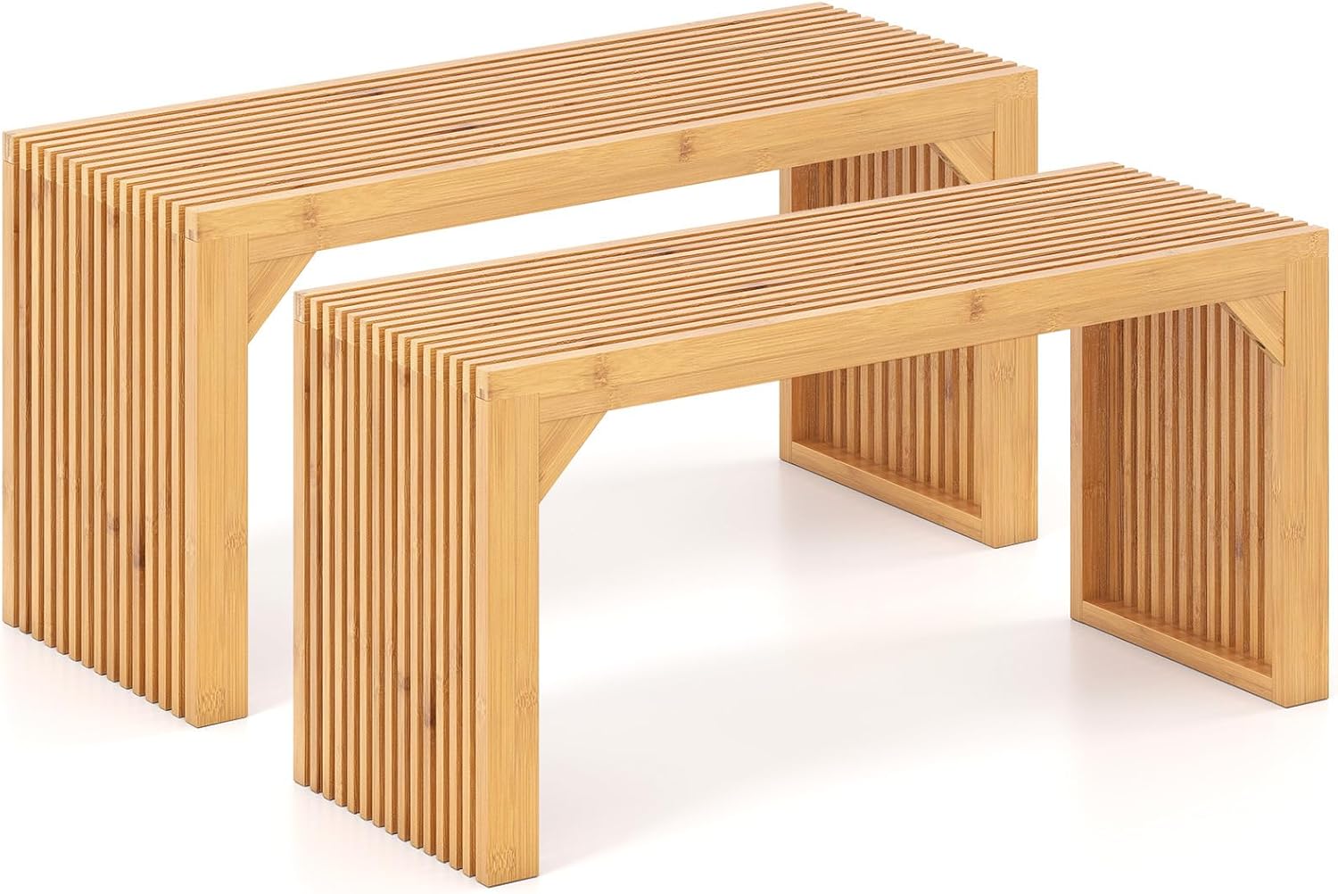 Giantex 36" Bamboo Dining Bench, 660Lbs Capacity, 2-Person Kitchen Table Bench for Living Room, Bedroom, Bathroom, Entryway Hallway, Front Door, End of Bed, Indoor Outdoor Use, 2 Pack