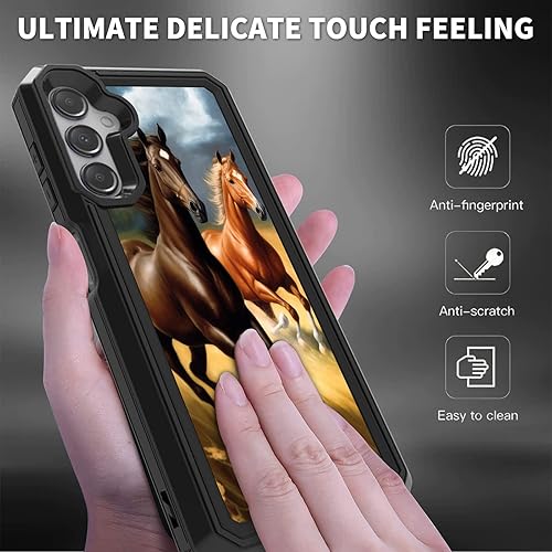Miniatura 6 de Funda para Samsung Galaxy A13 5G con patrón de caballos para hombres y mujeres, doble capa híbrida de policarbonato duro, TPU suave, resistente a