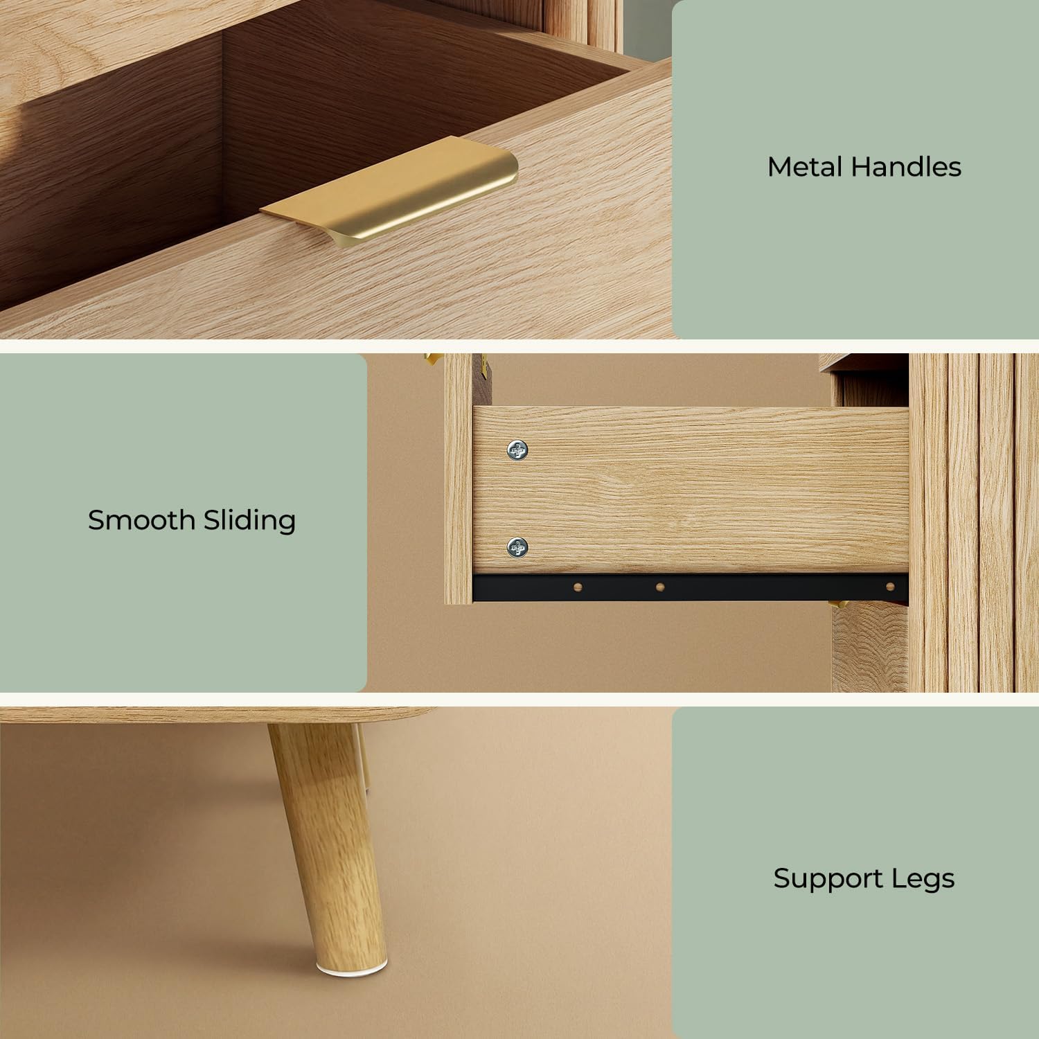 ADORNEVE Fluted Dresser for Bedroom,Tall Modern Chest of Drawers with 6 Drawers, Vertical Dressers,Wood Closet Clothes Storage Organizer for Living Room, Hallway, Natural Oak