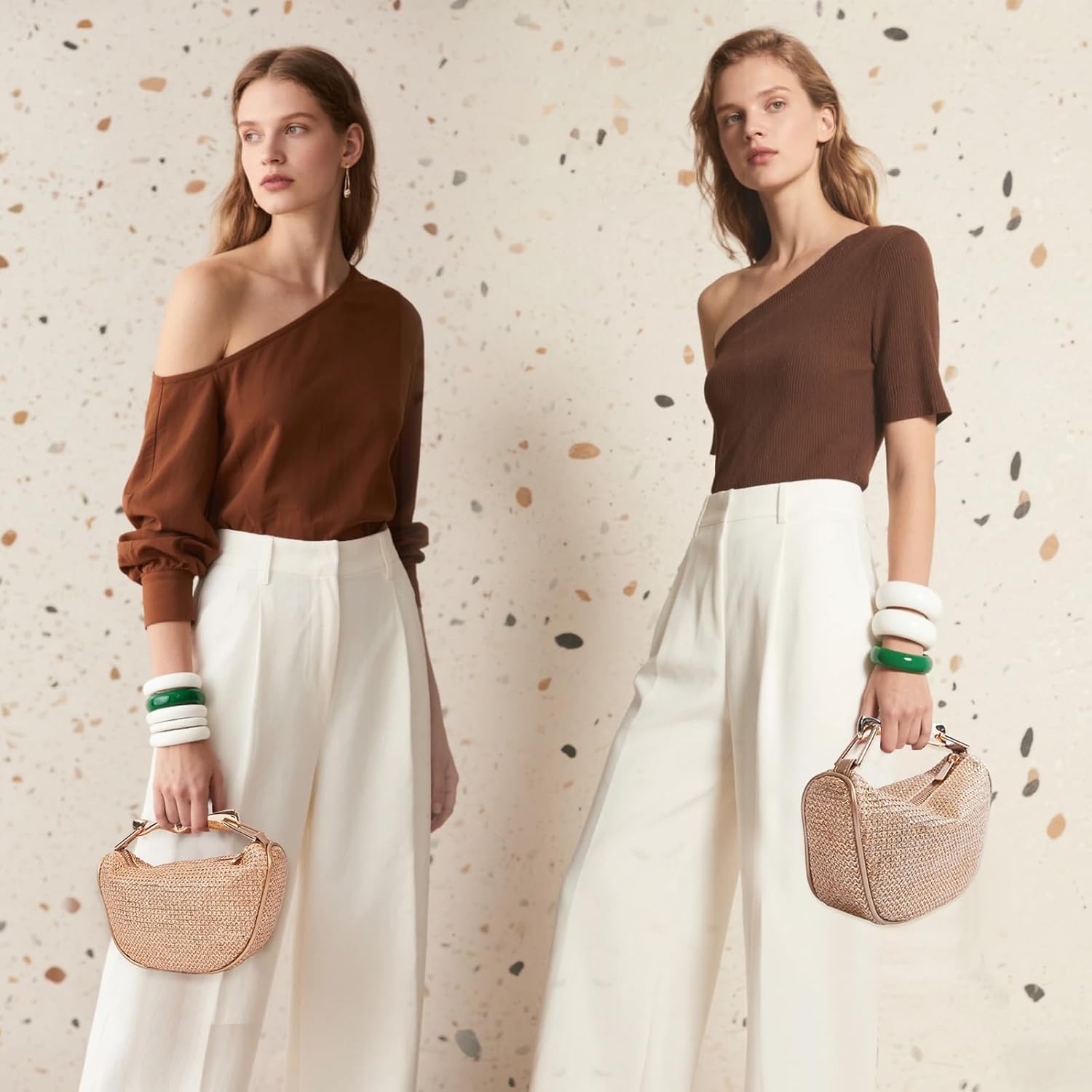 SKYK Straw Crossbody Bags for Women Summer Mini Satchel Handbags Top Handle Purse Woven Shoulder Bag