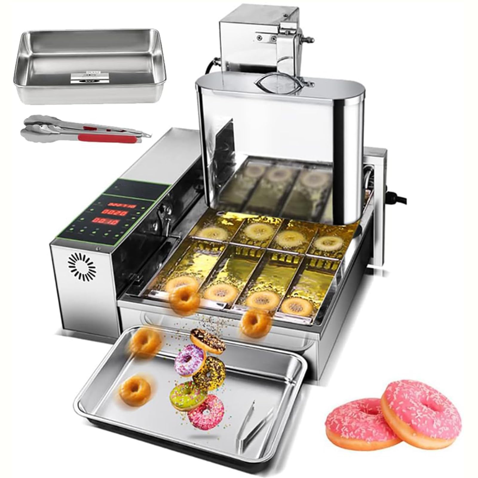 asdchZen Automatic Doughnut Machine, Digital Donut Fryer, Adjustable Stainless Steel Mini Donut Maker, 5.5L Hopper, 1750 Units/Hour