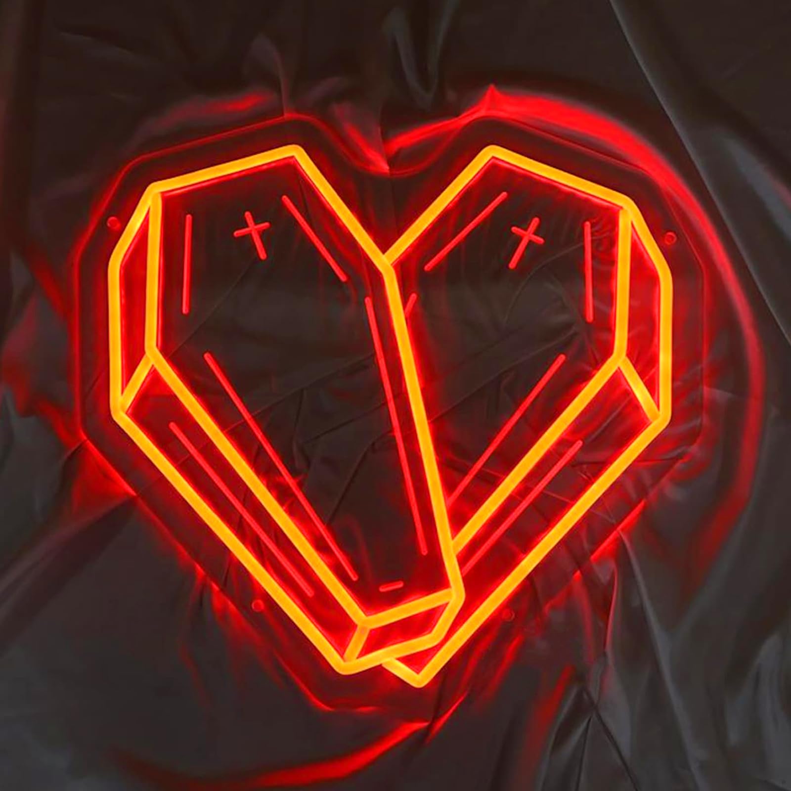 Coffin Heart Neon Sign - Red Gothic Neon Signs for Wall Decor, Ideal for Gallery Walls and Gothic Decor, Great Gift for Goth Lovers 13.5" x 13.5" — image 1