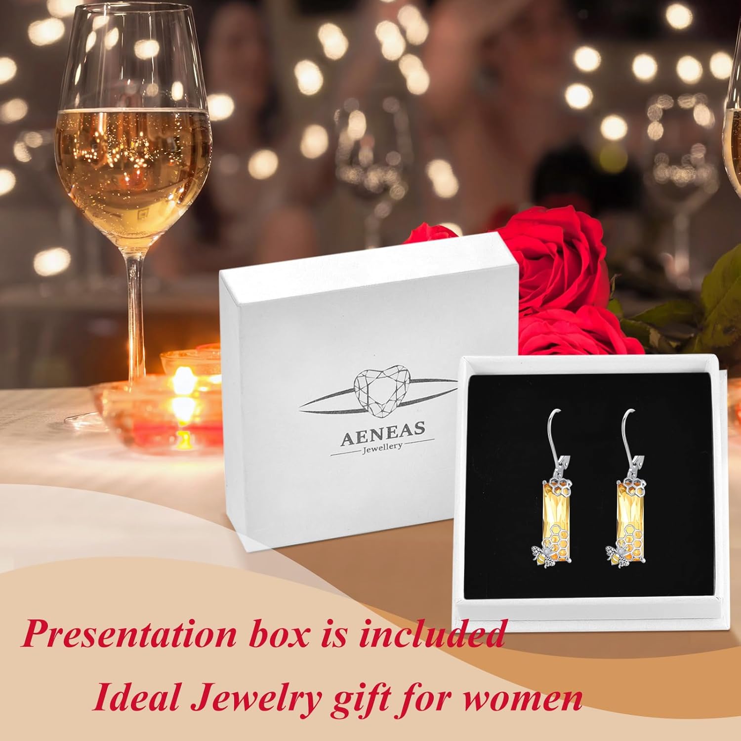 AENEAS Valentines Day Gifts for Women Her Bee/Cardinal/Mushroom Earrings Dangle Drop Leverback Sterling Silver Crystal Earrings Women Nature Jewelry Hoop Dangly Earrings for Birthday - Image 7