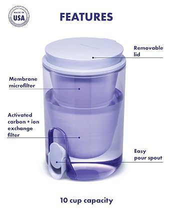 LifeStraw Home BPA-Free Studio Water Filter Dispenser, 10-Cup, Icelandic Blue