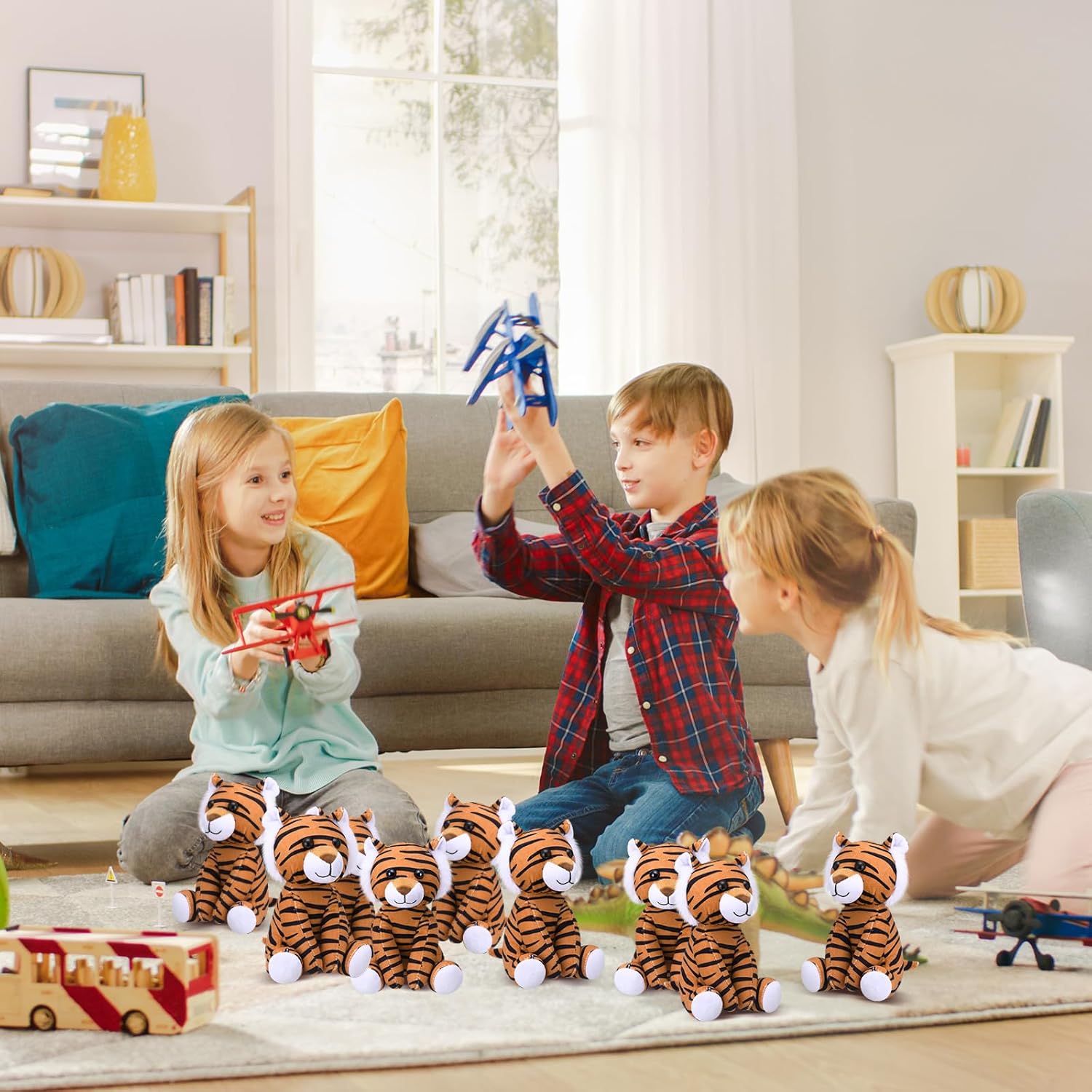 20 Pieces Tiger Stuffed Animal for Kids 6 Inch Small Stuffed Tiger Plush Bulk Cute Tigers Toy for Boys Girls Gifts Forest Animal Theme Birthday Gifts Party Favors