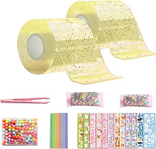 yuhlkopm 2 Piezas de Pegatinas de Burbujas Coloridas para DIY, Kit de Manualidades de Burbujas ABS para Cinta, Kit de Burbujas para niños, Cinta de Burbujas, Amarillo