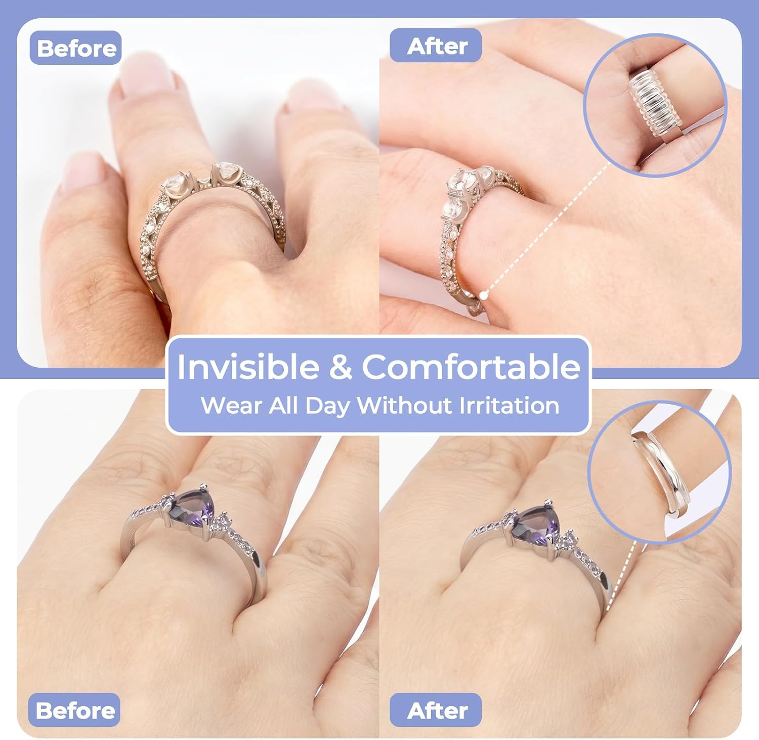 Ring Sizers for Loose Rings Invisible Silicone Ring Size Adjuster