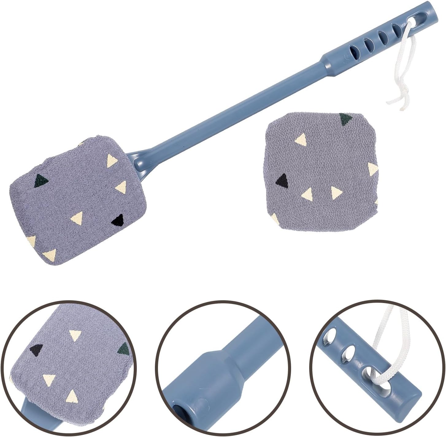 Long Handle Back Scrubber for Shower, Exfoliating Bath Brush with Replacement Cloth, Body Scrubber for Men and Women, Sturdy Back Cleaning Brush for Skin Care