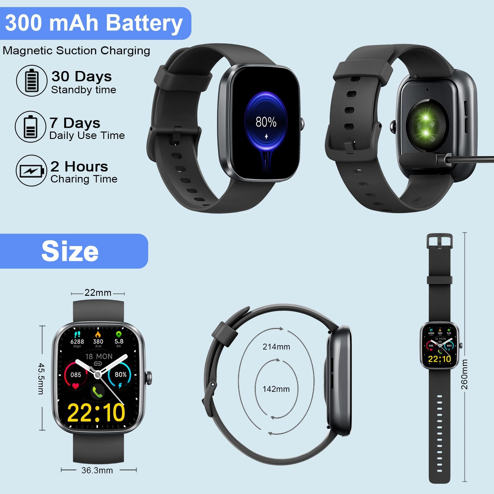 Nuovo Smartwatch Uomo Donna, 100+ Sportive Fitness Tracker con Sonno Contapassi Cardiofrequenzimetro, 1.91" Smartwatch con Effettua/Risposta Chiamate, Impermeabil IP68 Smart Watch per Android/iOS