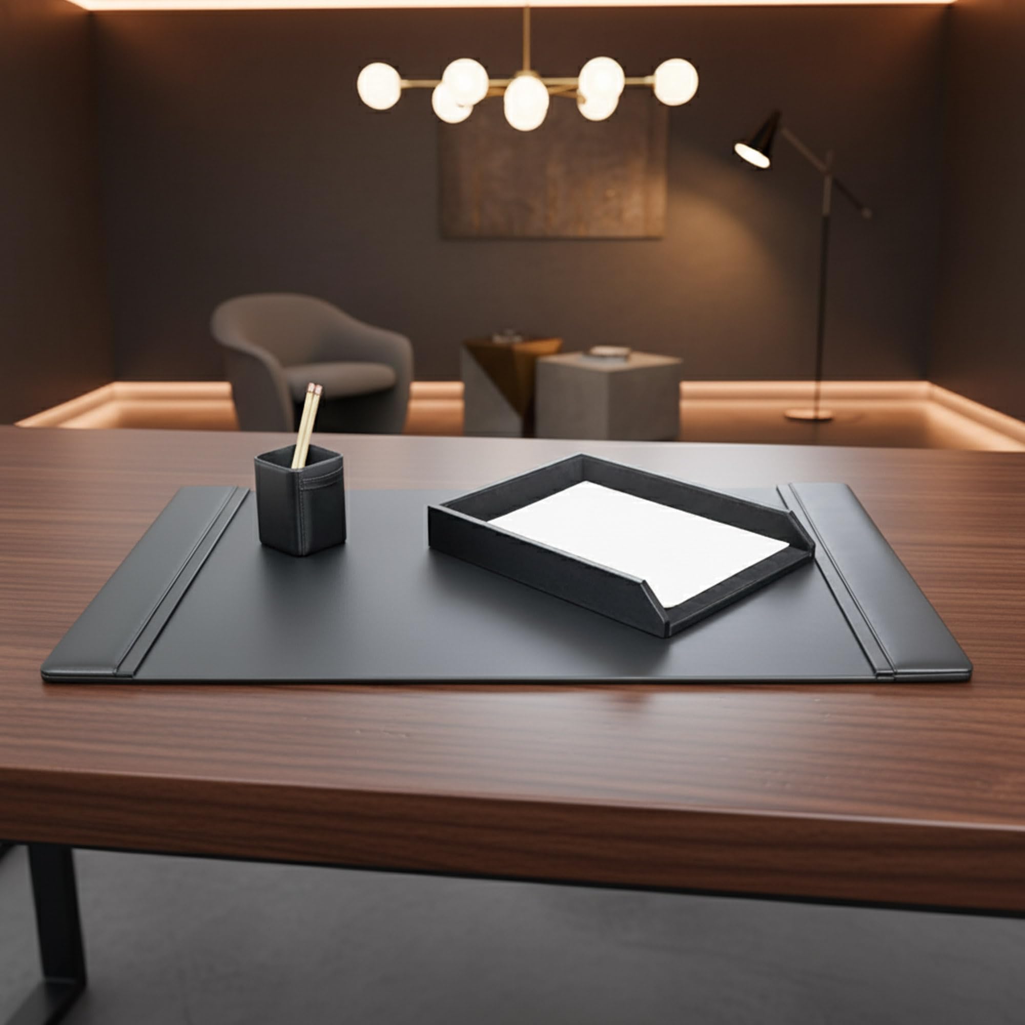 Dacasso Set da scrivania con Cuscino, Nero, 34 x 20, Pezzi
