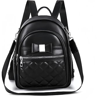 Women's Bowknot Small Backpack PU Leather Theft-Proof Shoulder Bags Ideal for Office Commuter and Work Lightweight Elegant Women Backpack