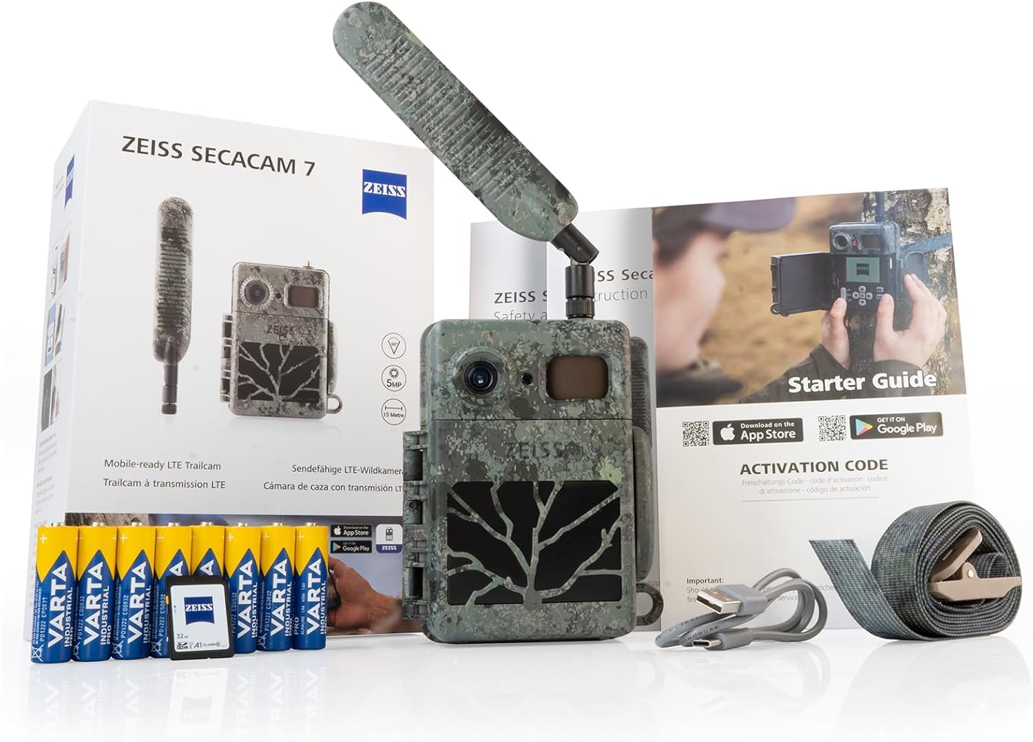 ZEISS Secacam 7 Caméra de Chasse Connectée 4G LTE, SIM, SD 32 Go, APP, 12MP, HD1080, Intelligence Artificielle, Vision Nocturne Couleurs, Détection IR25 m, Étanche IP66, Flash Invisible, Surveillance
