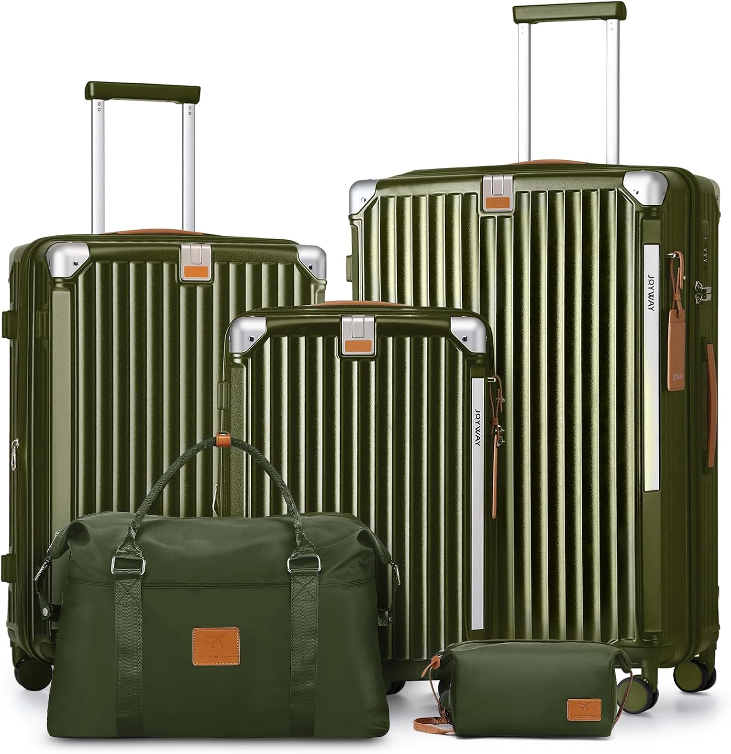 Joyway Suitcase Travel Suitcase from ABS Hard Shell Expandable Trolley Suitcase Set with TSA Lock and 4 Wheels Hand Luggage Sets Includes 1 Travel Bag and 1 Toiletry Bag Green