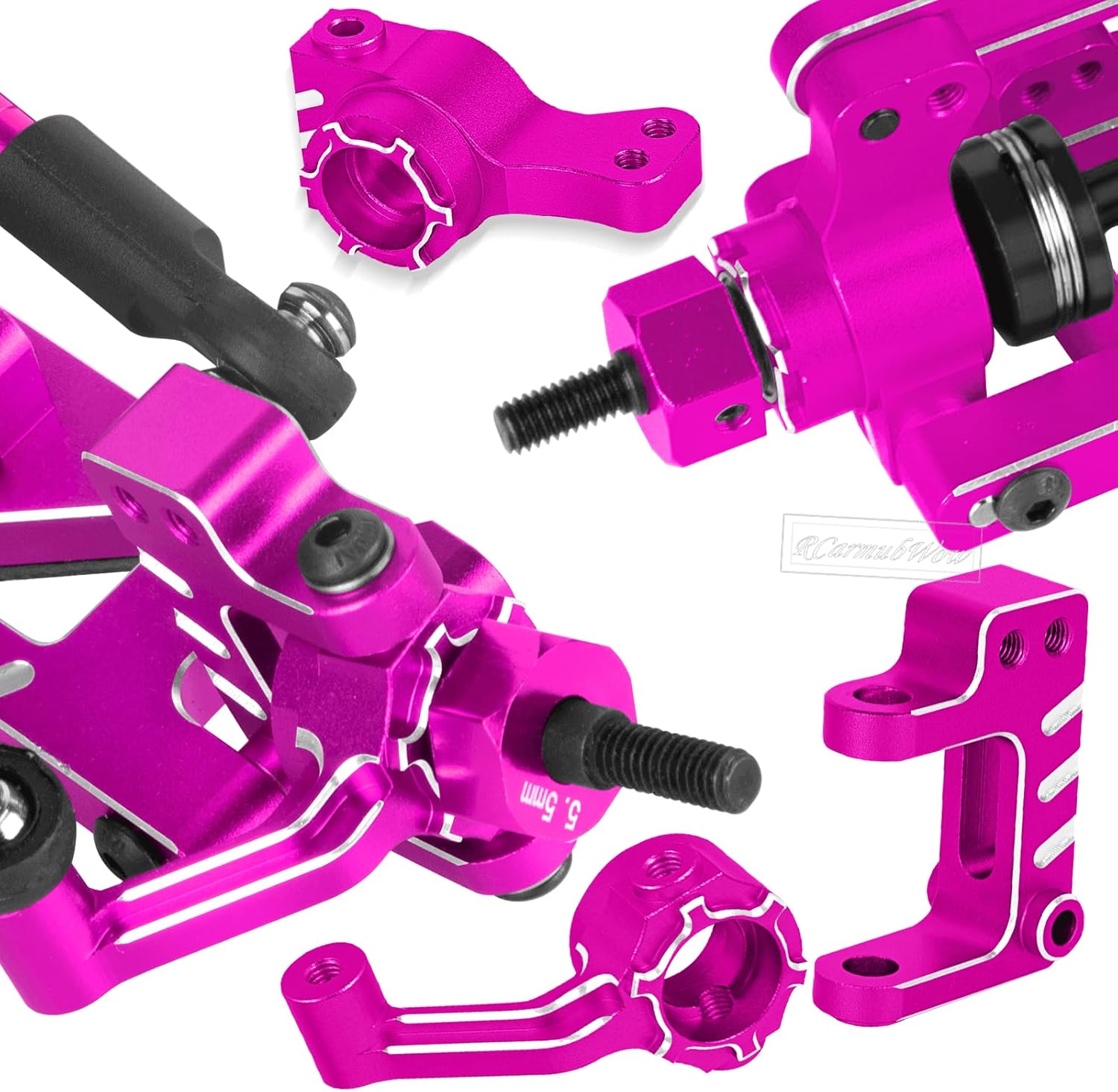 RC Upgrades Part for 1/10 ECX 2WD Series RC Car,Alloy Adjustable Turnbuckles Camber Links,Suspension Arms,Left Right Caster Blocks,Front Steering Block,Rear Stub Axle Carriers,Pink