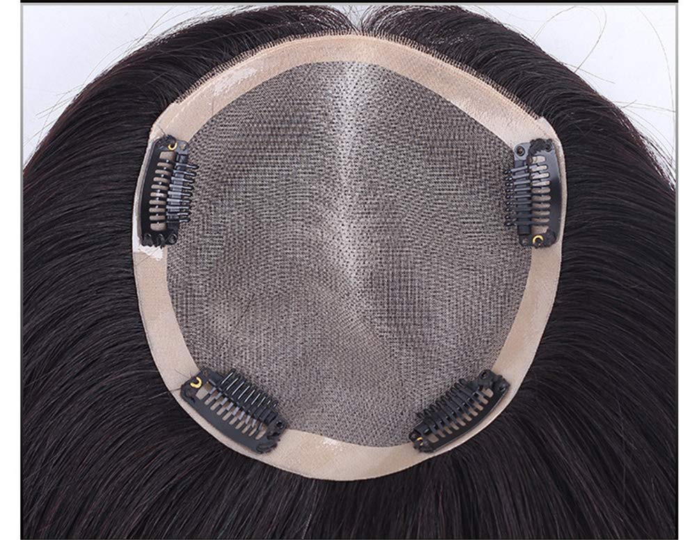 Real Human Hair Forehead Toppers for Women with Thinning Hair, 5"x 5.5" Mono Instantly Hair Forehead Filler Hairpiece, 10" Natural Black