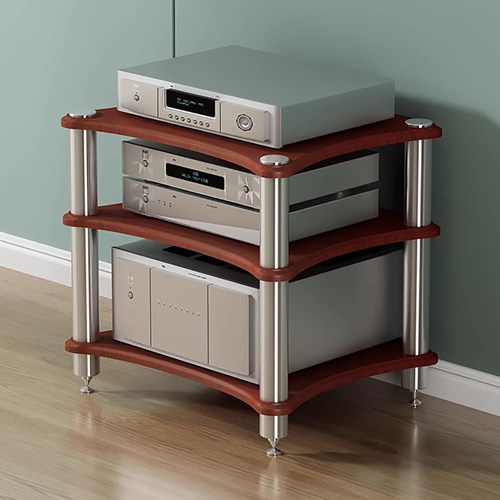 Armadio in legno a 1 2 3 4 ripiani aperti Stere Vide scaffalatura per stampanti, console di gioco, TV box e giradischi, mobili da ufficio (marrone, 60 x 48 x 62 cm)