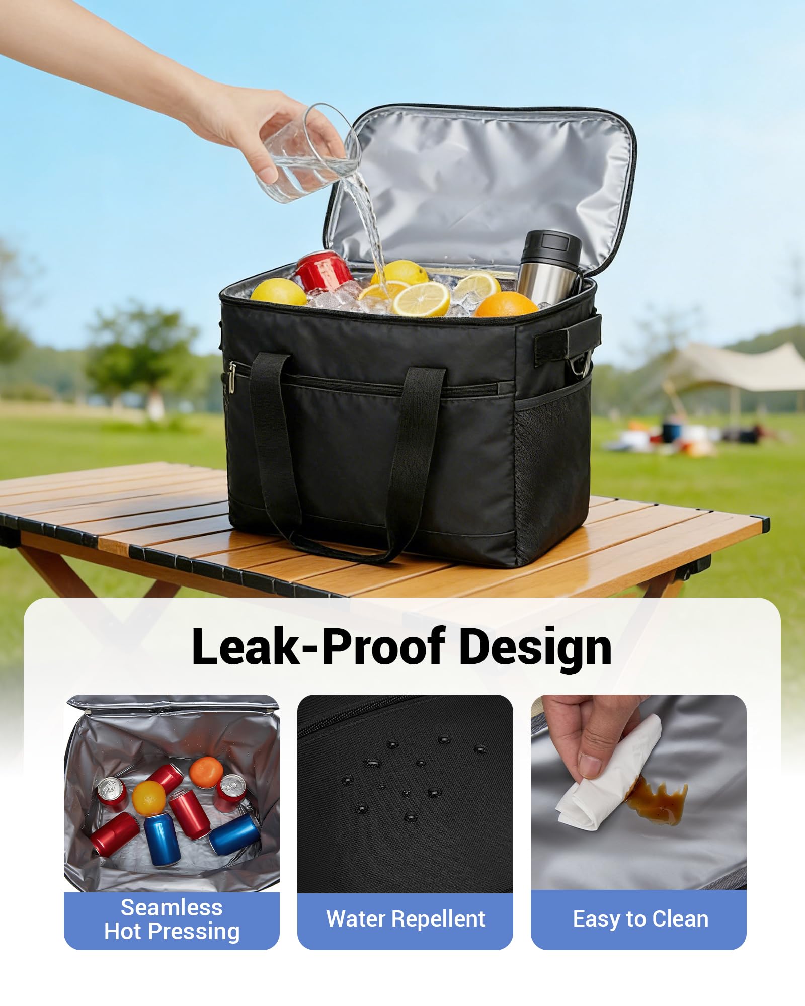 KONO Borsa Termica Porta Pranzo 20L, Grande Borsa Frigo Portatile, Pieghevole Borsa Pranzo Termica per Uomo e Donna, Lunch Bag per Ufficio, Viaggio, Campeggio, Picnic