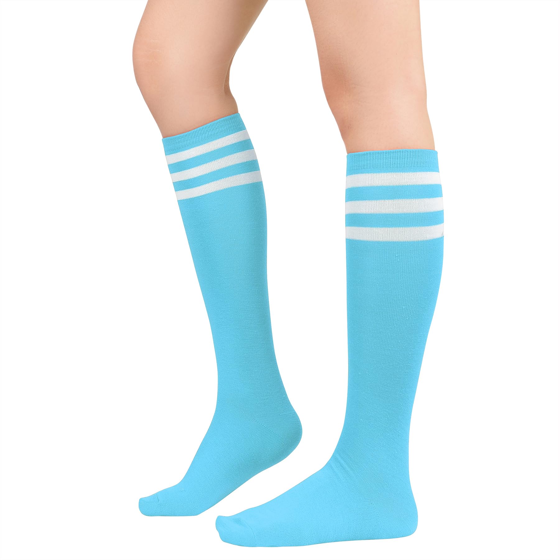 Zando Knee High Socks for Women Striped Athletic Long Tall Tube Socks Outdoor Sports Casual Thigh High Stockings