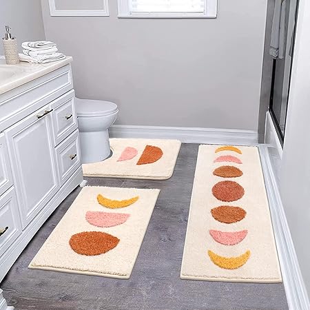 Amazon.com: Pauwer Boho Bathroom Rugs Sets 3 Piece, Non Slip Bath Mats for Bathroom, Absorbent ...