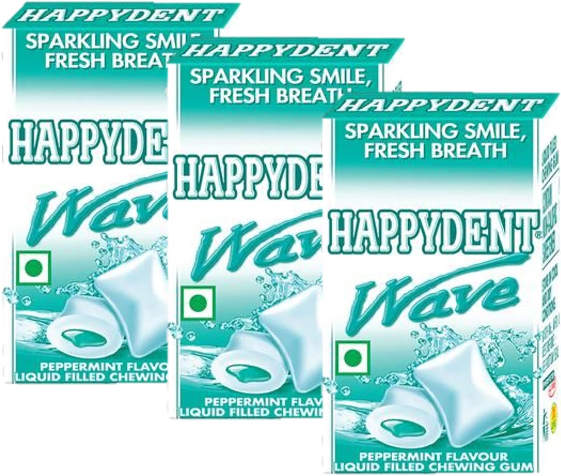 HappyDent Wave Chewing Gum - Peppermint Flavour, 17.6g (Pack Of 3) - HUMARABAZAR