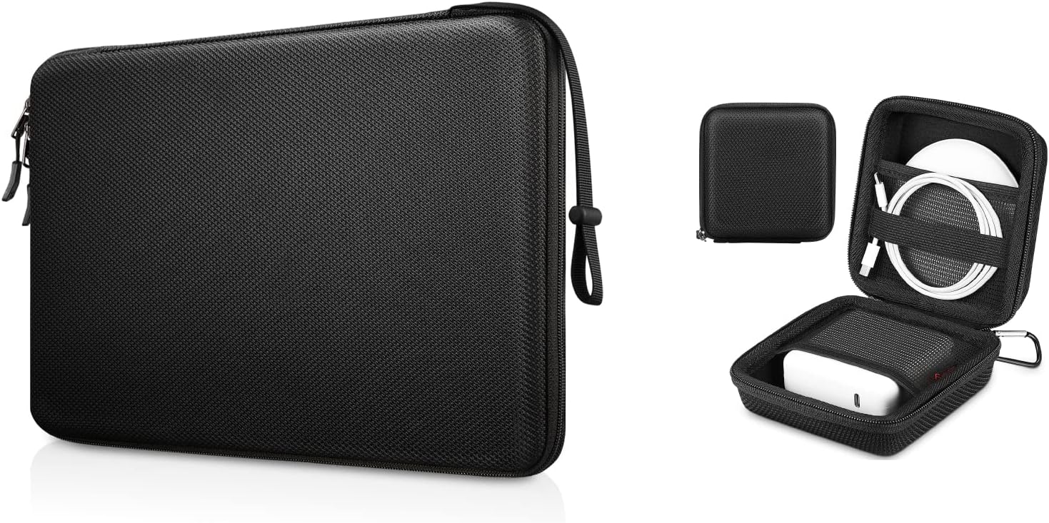 FINPAC Hard Laptop Sleeve w/Hard Charger Case for MacBook Pro 14 Inch 2023-2021 M3/M2/M1, MacBook Air 13 2022-2018, MacBook Pro 13 2022-2016