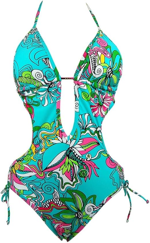 Plunge Monokini Bathing Suit (Large, Multi12) at Amazon Women’s