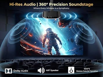GooDee 4K Smart Projector with 5G WiFi and Bluetooth, Built-in Streaming Apps, Dolby Audio 400 Outdoor Movie Projector for Home Theater, Compatible with TV Stick, iOS, Android
