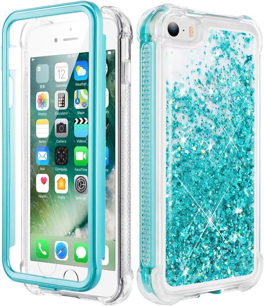 Amazon Com Caka Iphone 5 Case Iphone 5s Case Iphone Se 16 Glitter Full Body Case With Screen Protector Bling Sparkle Floating Liquid Girls Girly Women Cute Protective Case For Iphone 5 5s
