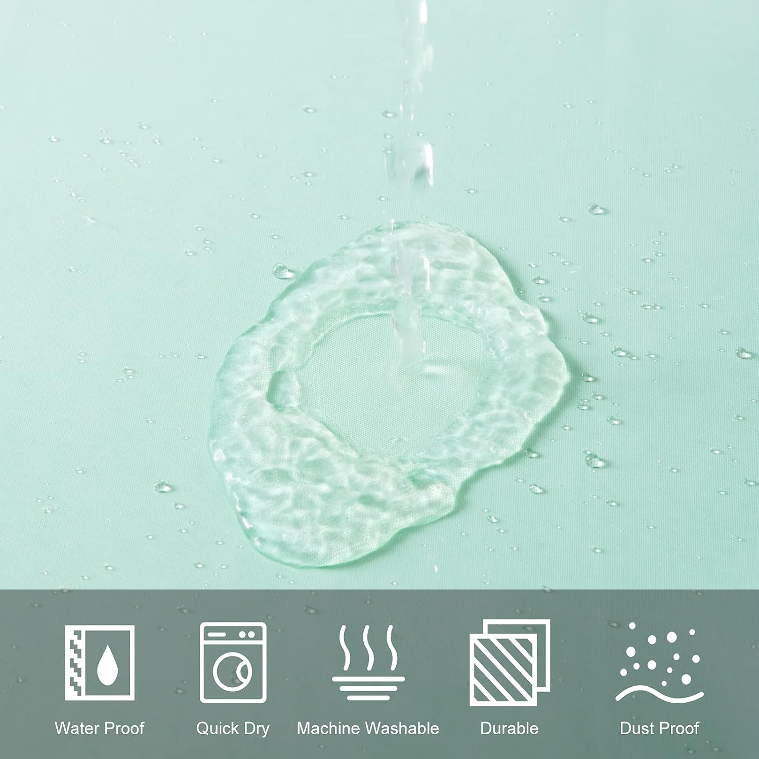 Furlinic Shower Curtain Gradient White to Green Bath Curtains Waterproof Mould Proof Resistant Polyester Fabric 120x200cm Narrow with Hooks 47x78 Inch - Image 5