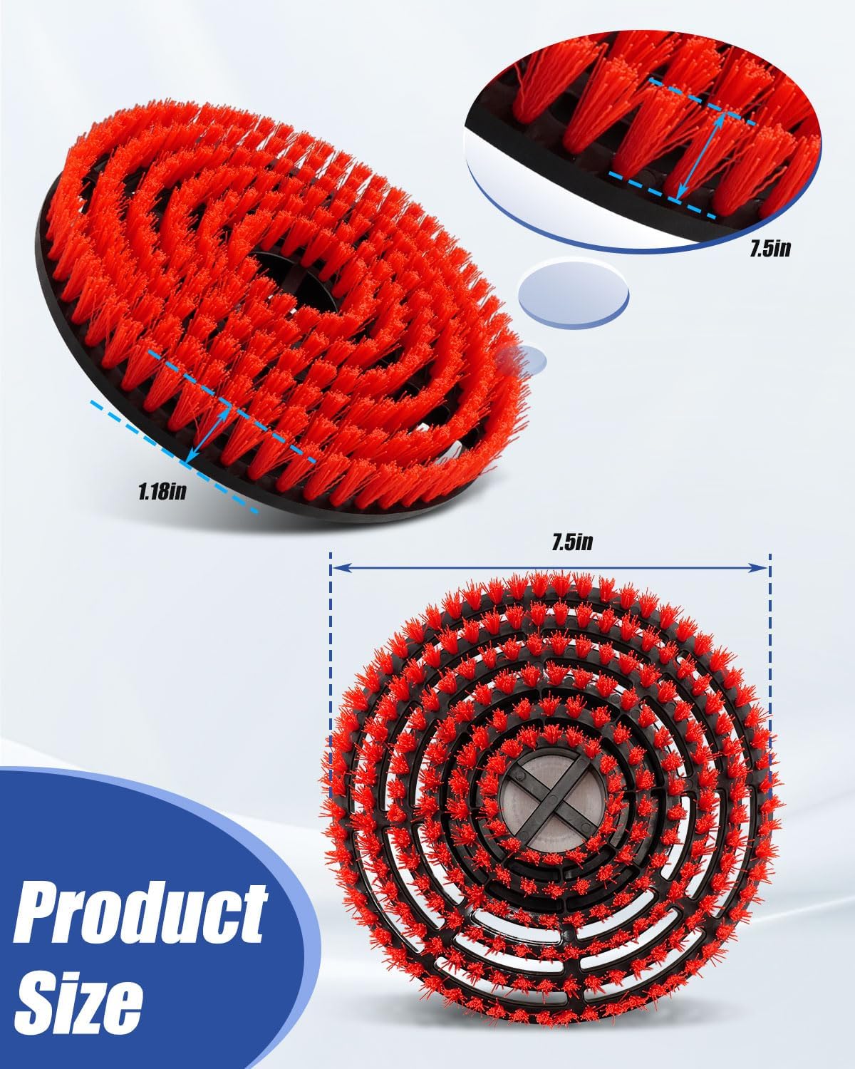 Mop Pad Replacement Brush Heads Fit for Shark Steam Mop S7000/ S7001/ S8201 Series，Upgrade Brush Heads with Nylon Bristles，Deep Cleaning Hard Floors