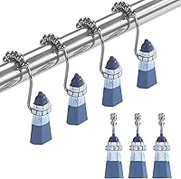 Vista 15 de Ganchos decorativos para ducha, 5 bolas de anillo de rodillo, ganchos de cortina de oso y alce para baño, juego de 12