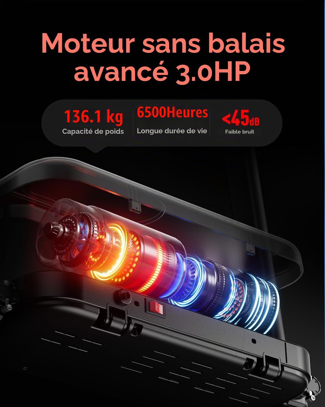 Abonow Tapis de Marche Inclinable 12% – Vitesse 1,0–10 km/h, Moteur Silencieux 3.0 CH, Tapis Roulant Pliable Compact avec Rampe, 3-en-1 Marche/Jogging/Bureau, Charge Max. 136 kg