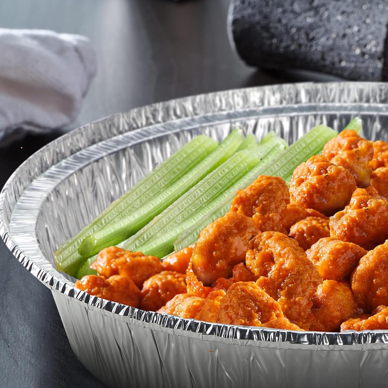 50 штук круглых алюминиевых мисок, одноразовых алюминиевых контейнеров, одноразовых сковородок, алюминиевых контейнеров для варки, приготовления на пару и варки (8 дюймов)