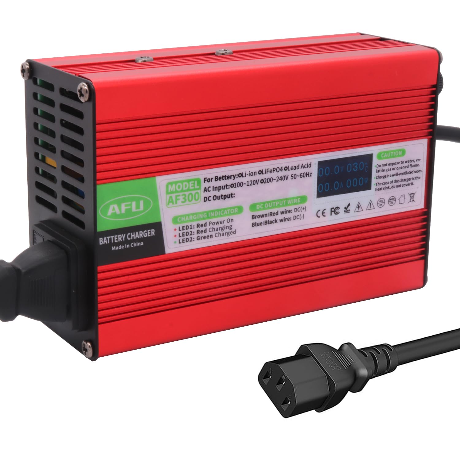 84V 3A Li-ion Charger with OLED Display for 20S 72V Li-ion Battery Smart Battery Charger（DC C13 N+L-）