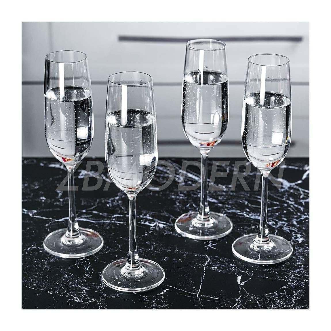 Lawei Champagne Flut Glass, Red or White Wine Glass for Kitchen, Party, Gift, All Purpose Long Steam Champagne Glass 260 ml Set of (2)