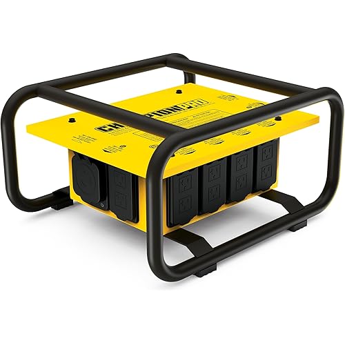 Champion Power Equipment Pro Grade OSHA Compliant Power Distribution Box, 50-Amp Twist Lock Inlet, Six 120V GFCI Duplexes, One 120/240V 30A Locking Outlet, 30A and 50A RV Adapters