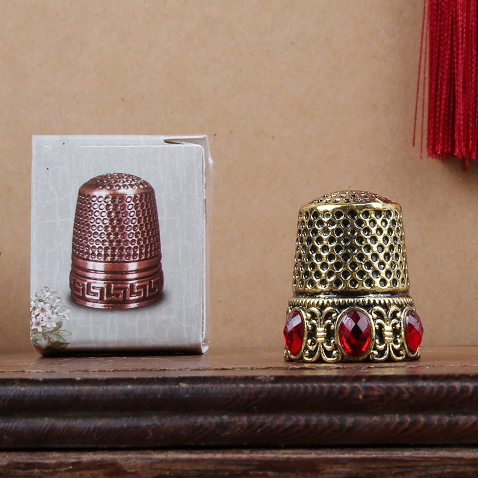 Juego de 10 dedales de costura duraderos para bordar, accesorios de bordado, cristal dorado, 1,5 x 1,5 x 2,5 cm