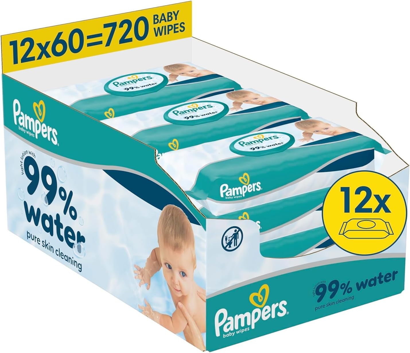 Pampers 99% Water Baby Wipes, 720 Count