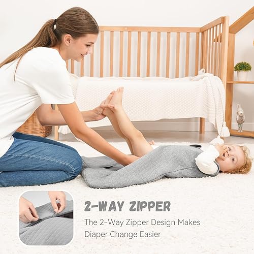 Miniatura 4 de Yoofoss TOG 2.5 - Saco de dormir de invierno para bebé de 18 a 24 meses, saco de dormir 100% algodón para niños pequeños con cremallera de 2 vías,