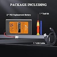 Vista 8 de Pickle Power PS3 Controller Battery, 2 Pack LIP1359 Battery for Sony PlayStation 3 Dualshock 3 CECHZC2E CECHZC2U Controller,with USB Cable and Tools