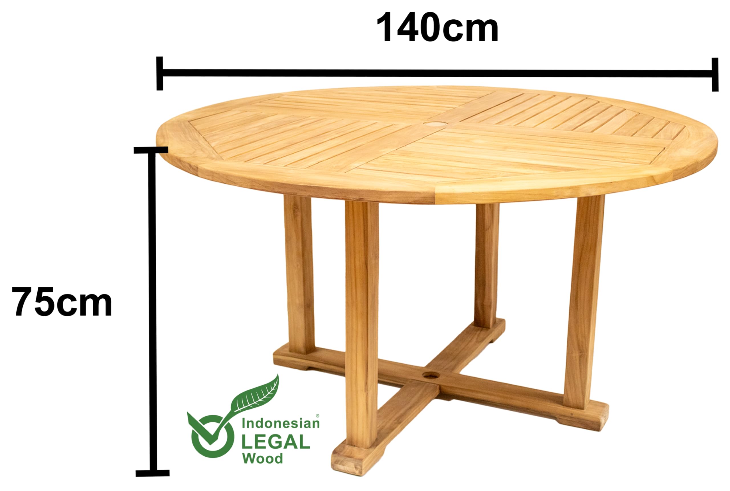 Endorphin Gartenmöbel-Set aus Teakholz, 7-teilig mit 140cm Tisch | 6 stapelbare Stühle, wetterfest, Outdoor Essgruppe, Gartentisch, Terrassenmöbel, Balkon
