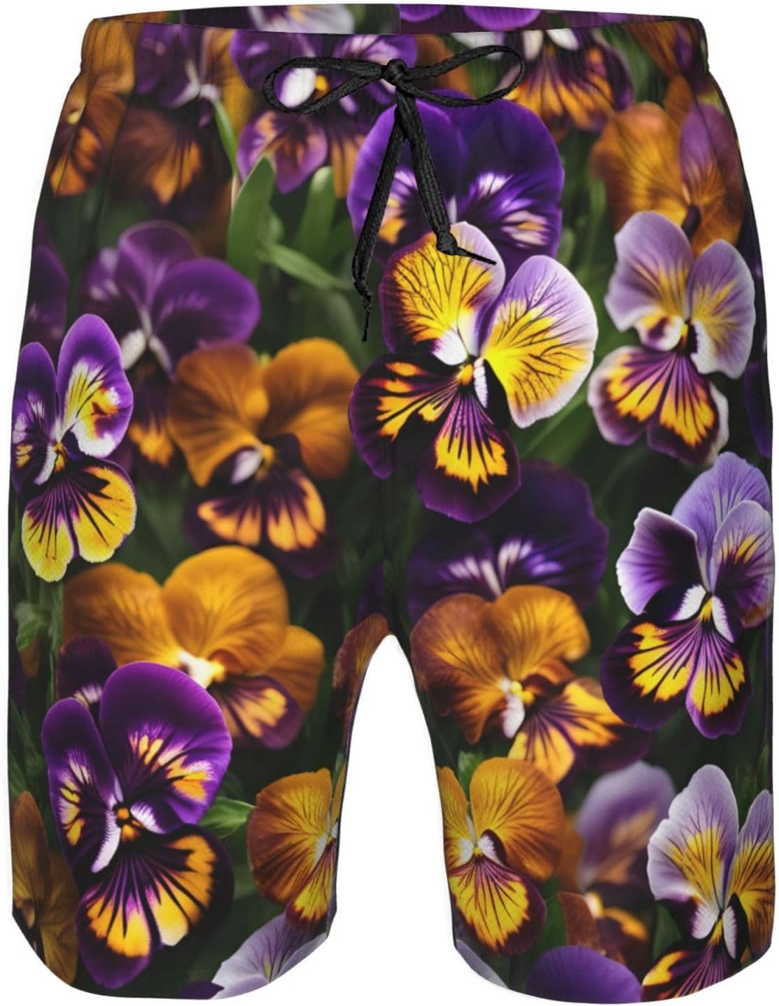 Pansy Perfection Print Men's Quick-Drying Shorts Casual Beach Pants Stretch Waist Shorts and Pockets